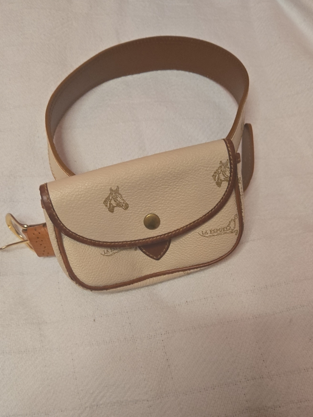Cream Mini Belt Bag with Brown Trim